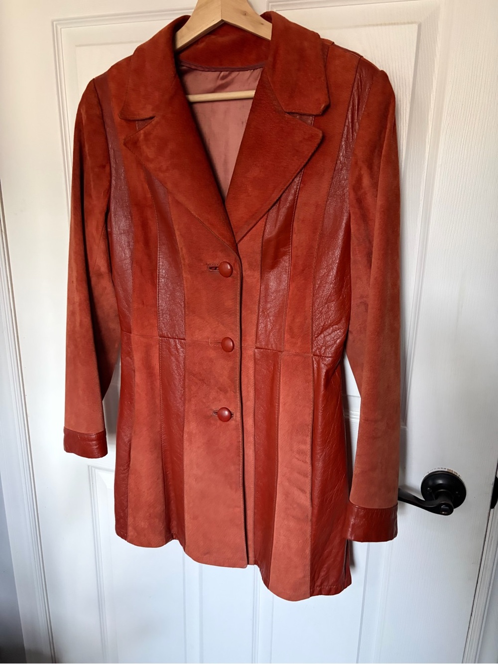 Sears Vintage 1970s Womens Rust Orange Suede & Leather Jacket